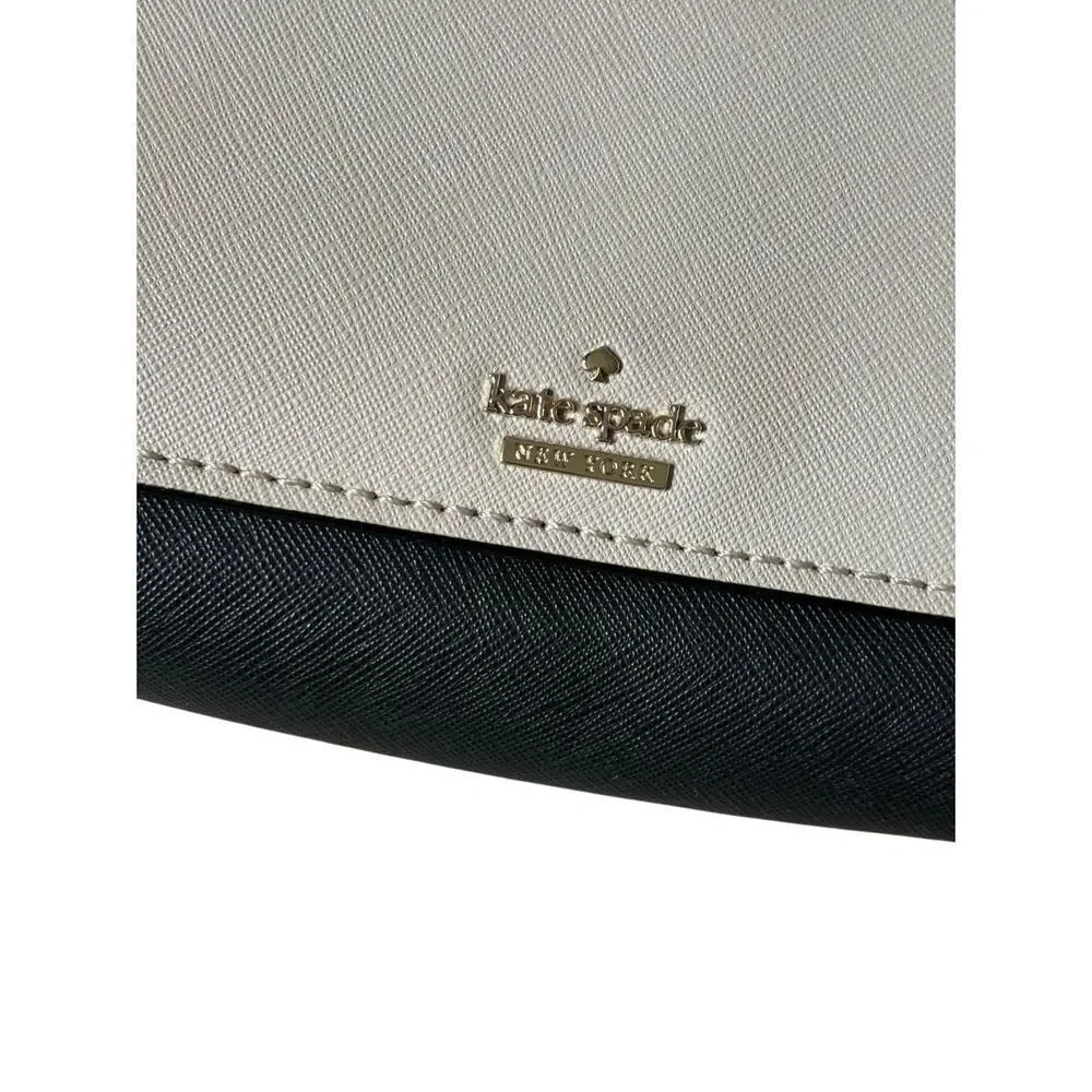 Kate‎ Spade Crossbody Bag Purse Leather Cream Black Chain